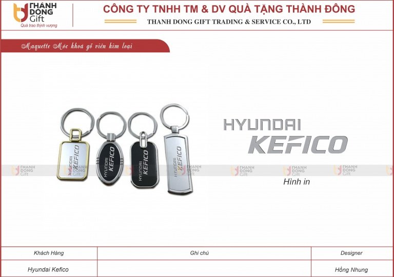 Móc Khoa Gỗ Viền Kim Loại - Hyundai