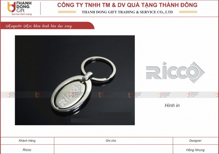 Móc Khoá Hình Bầu Dục Xoay - Ricco