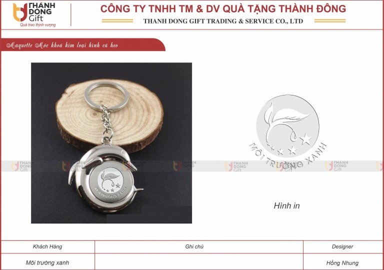 Móc Khoá Kim Loại Hình Cá Heo - Môi Trường Xanh