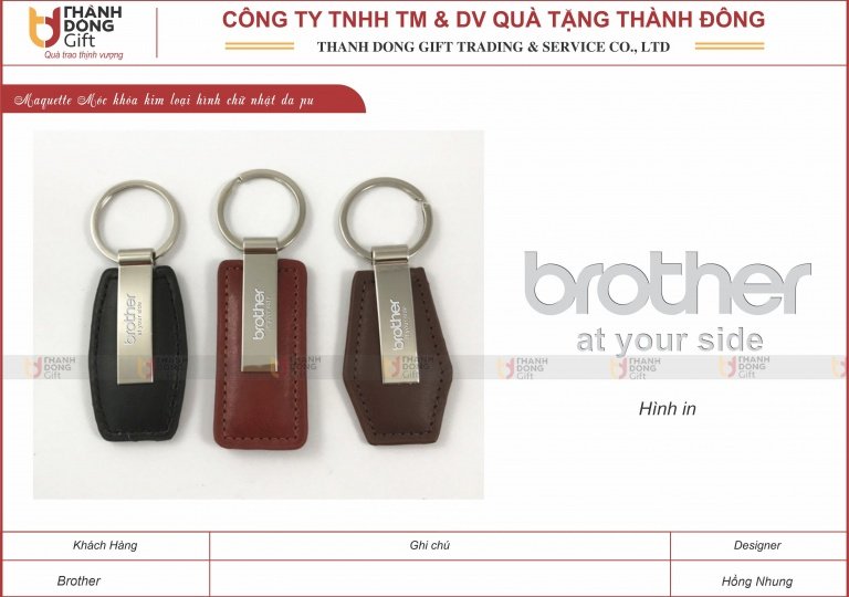 Móc Khoá Kim Loại Hình Chữ Nhật Da Pu - Brother