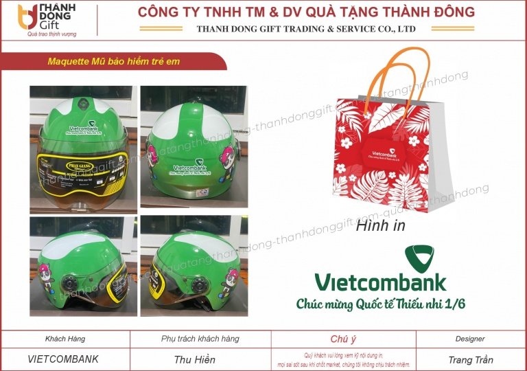 Mũ bảo hiểm trẻ em quà tặng 1/6 - Vietcombank