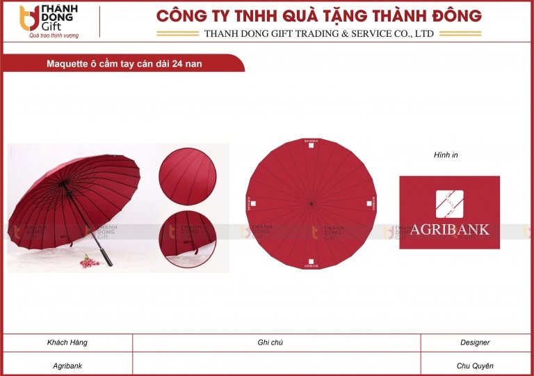 Ô Cầm Tay Cán Dài 24 Nan - Agribank