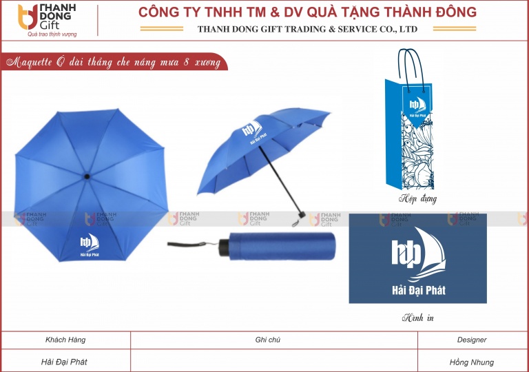 Ô dài thằng che nắng mưa 8 xương - Hải Đại Phát