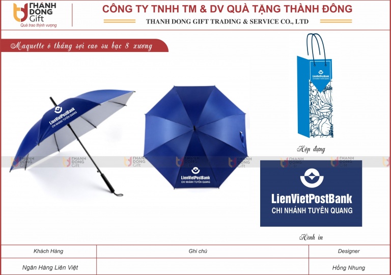 Ô THẲNG SỢI CAO SU BẠC 8 XƯƠNG - LIENVIETPOSTBANK 