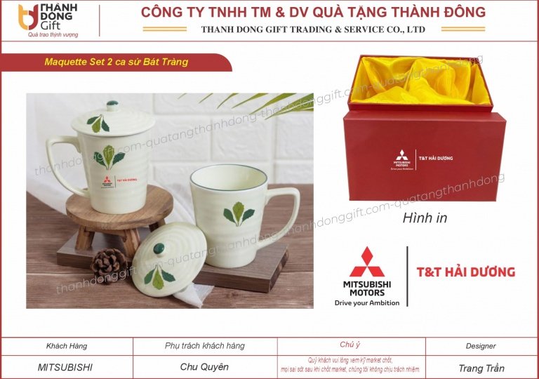 Set 2 ca sứ Bát Tràng có nắp - Mitsubishi T&T Hải Dương
