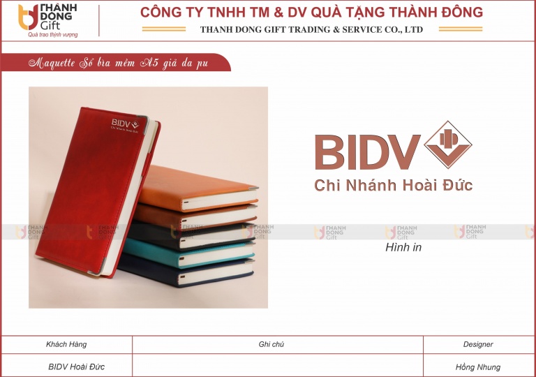 Sổ Bìa Mềm A5 Giả Da PU - BIDV