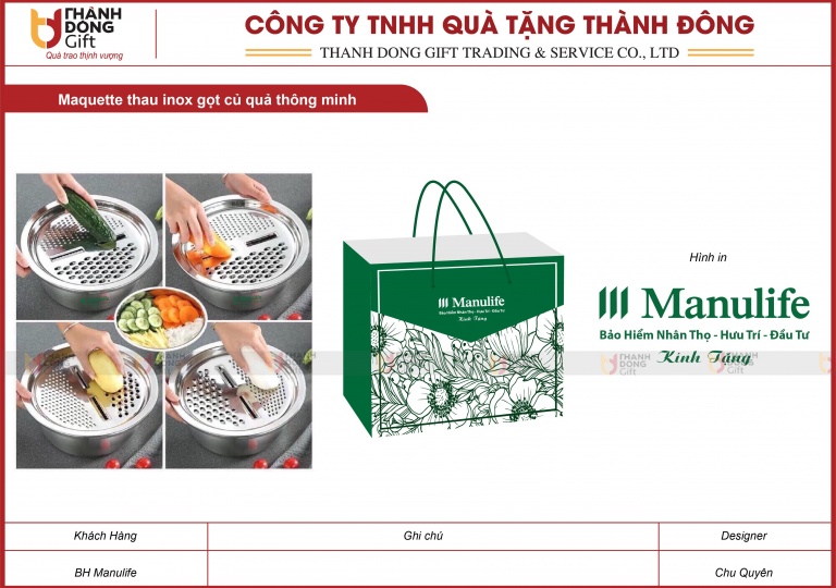 Thau Inox Gọt Củ Quả Thông Minh - Bảo Hiểm Manulife