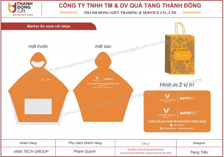 Áo mưa vải nhựa, dáng cánh dơi - VINA TECH