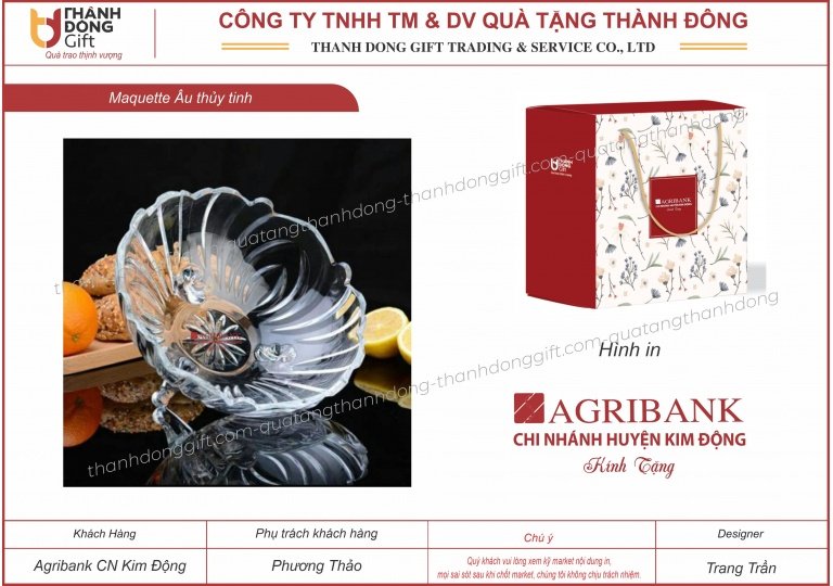 Âu thủy tinh đựng hoa quả màu trắng - Agribank Kim Động