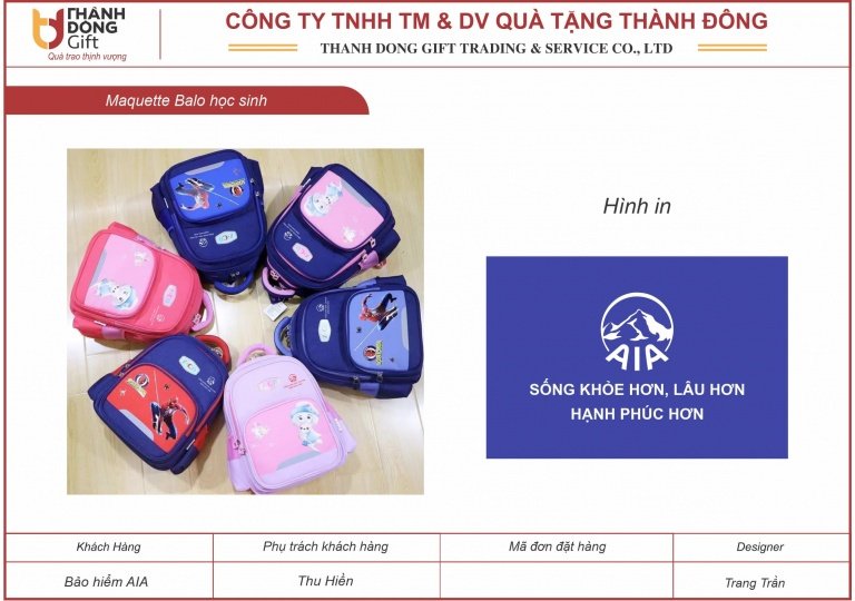 Balo trẻ em quà tặng 1/6 - AIA Sống khỏe