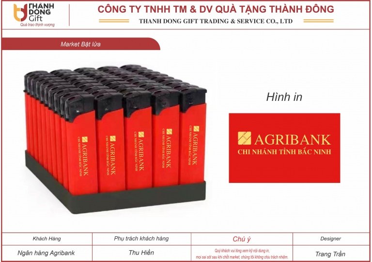 Bật lửa quà tặng - Agribank Bắc Ninh