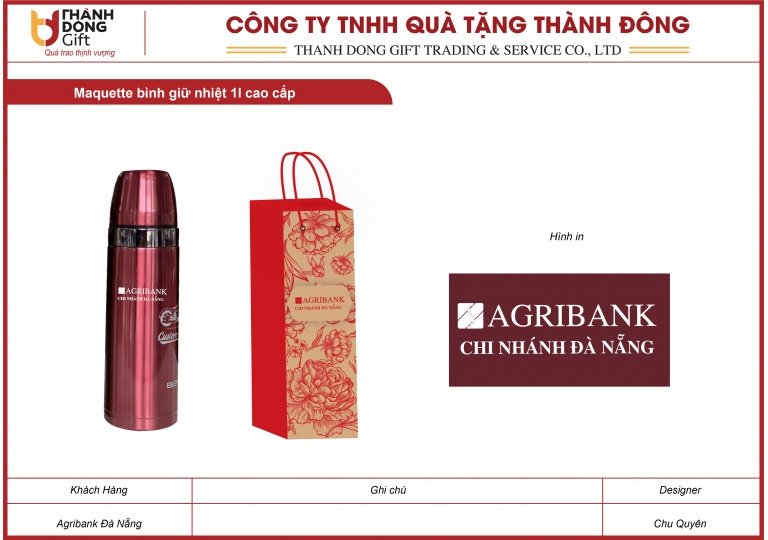 Bình Giữ Nhiệt 1L Cao Cấp - Agribank