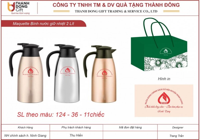 Bình giữ nhiệt 2 lít - Ngân hàng Chính sách xã hội huyện Ninh Giang