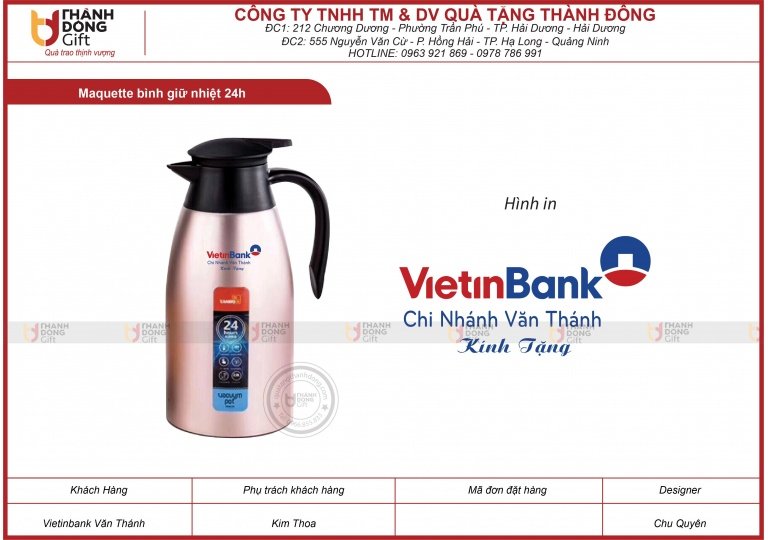 Bình giữ nhiệt 24h - VIETINBANK chi nhánh VĂN KHÁNH