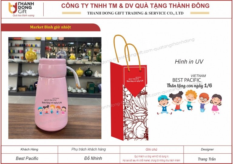 Bình giữ nhiệt quà tặng 1/6 - Best Pacific