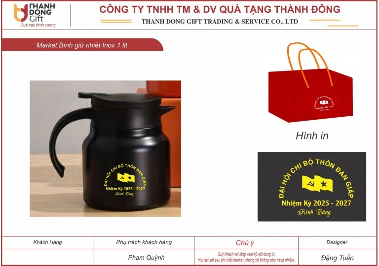 Bình pha trà giữ nhiệt - Chi bộ thôn Đan Giáp