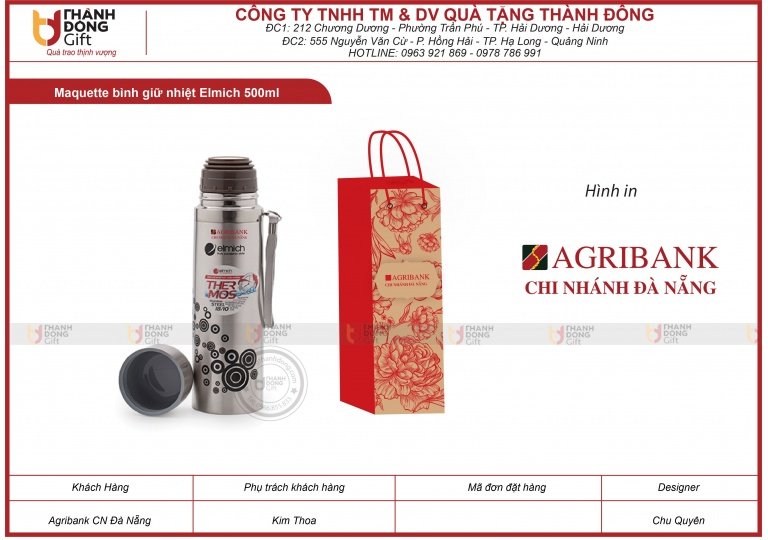 Bình giữ nhiệt Elmich 500ml - AGRIBANK chi nhánh ĐÀ NẴNG