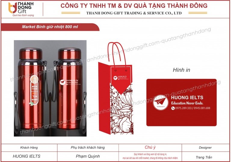 Bình giữ nhiệt màu đỏ - Hương IELTS