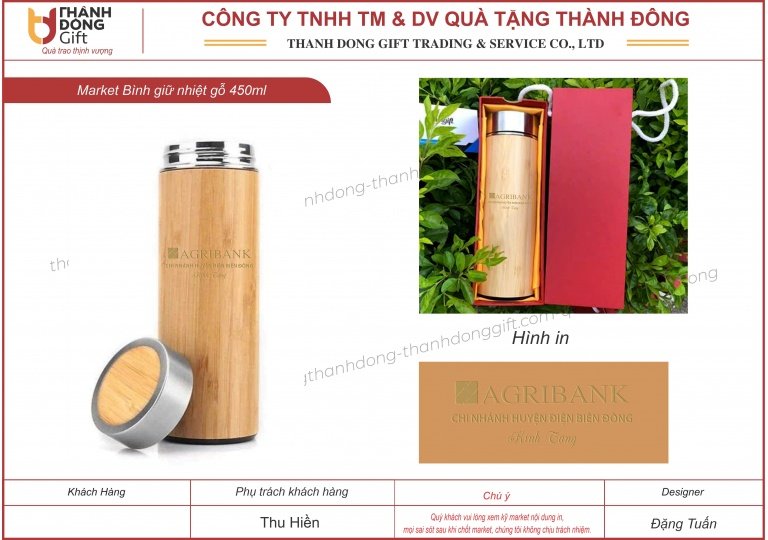 Bình giữ nhiệt vỏ tre - Agribank Điện Biên