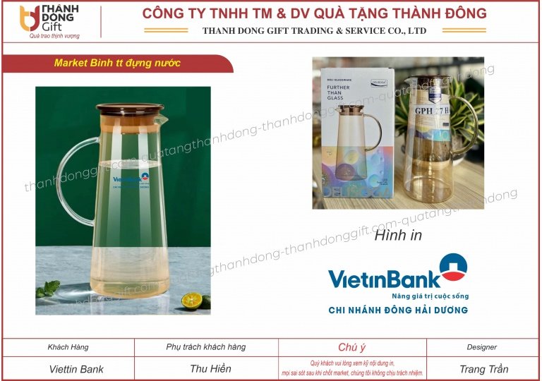 Bình nước thủy tinh chịu nhiệt - vietinbank chi nhánh đông hải dương