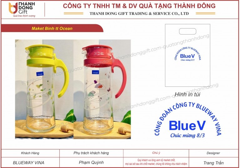 bình nước thủy tinh ocean - blue way vina