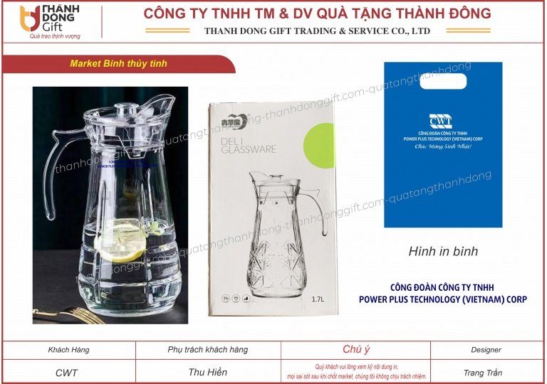 Bình thủy tinh đựng nước - CWT