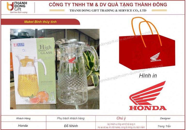 Bình thủy tinh đựng nước - Honda