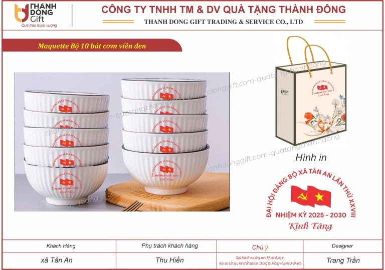 Bộ 10 bát cơm viền đen - Đảng bộ xã Tân An