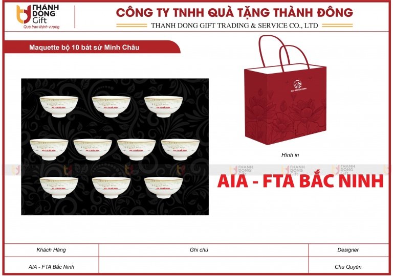 Bộ 10 Bát Sứ Minh Châu - AIA Bắc Ninh