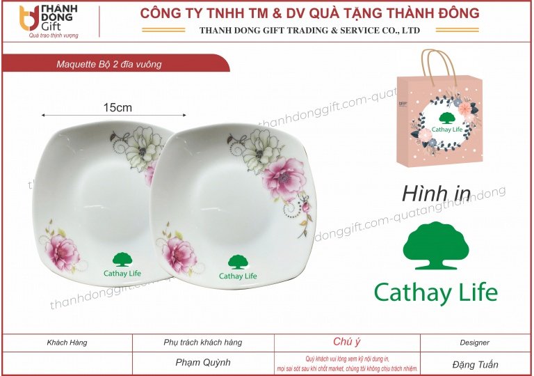 Bộ 2 đĩa vuông - Cathay life