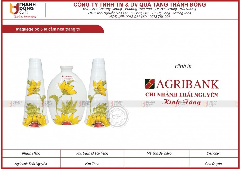 Bộ 3 lọ cắm hoa trang trí - AGRIBANK chi nhánh THÁI NGUYÊN