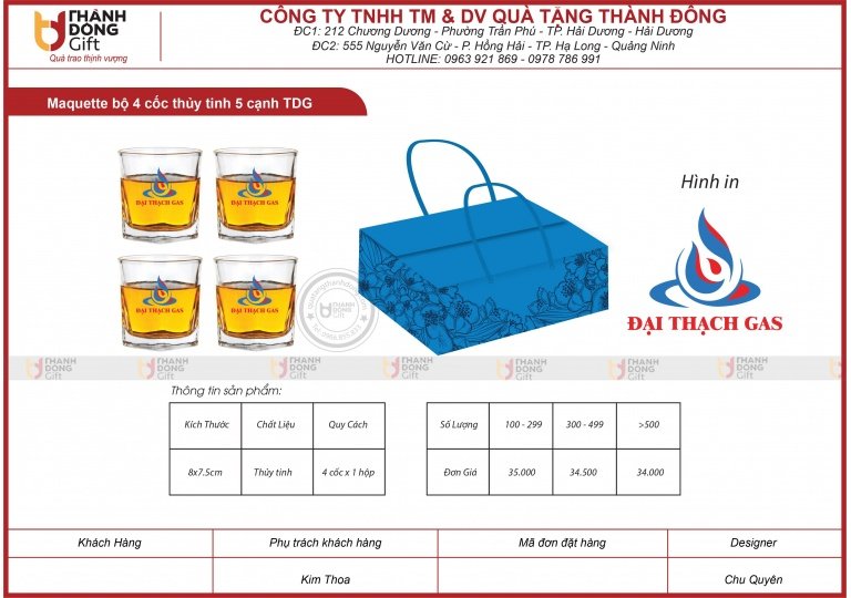 BỘ 4 CỐC THỦY TINH 5 CẠNH TDG - ĐẠI THẠCH GAS