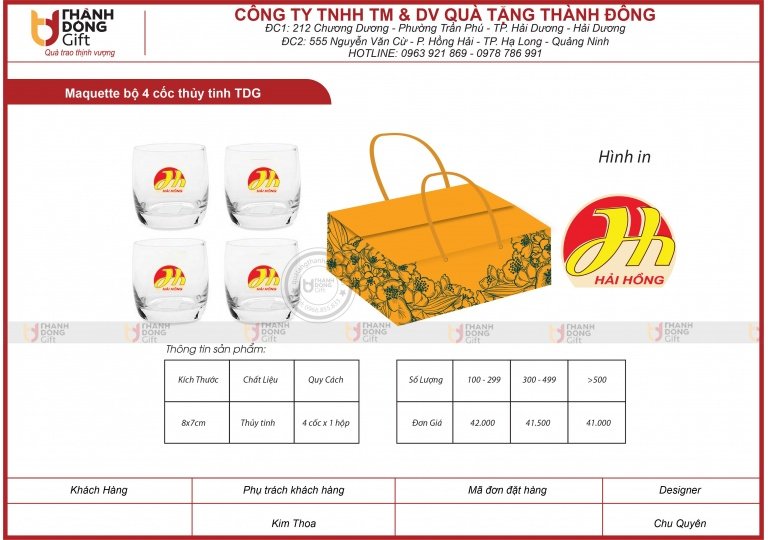 BỘ 4 CỐC THỦY TINH TDG - HẢI HỒNG