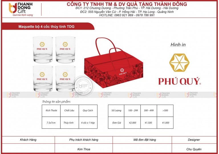 BỘ 4 CỐC THỦY TINH TDG - PHÚ QUÝ