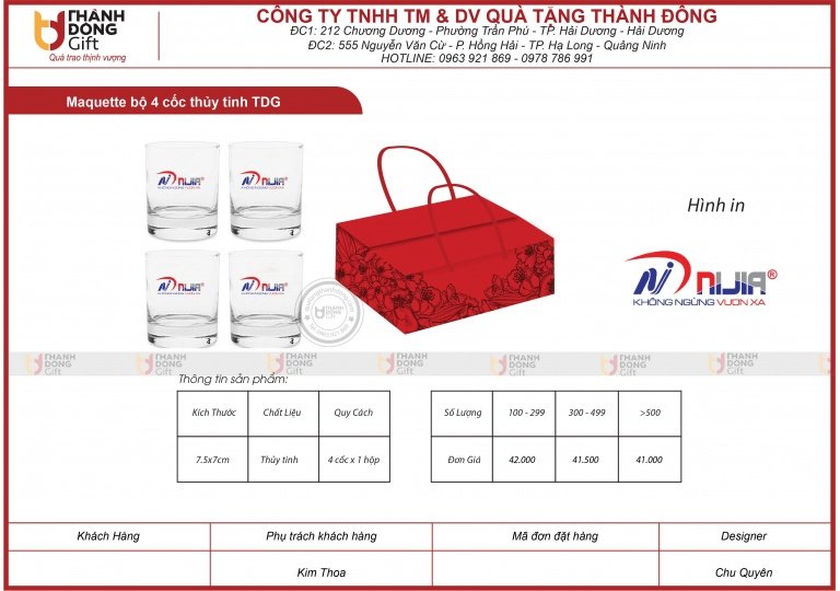 BỘ 4 CỐC THỦY TINH TDG - XE ĐIỆN NIJIA