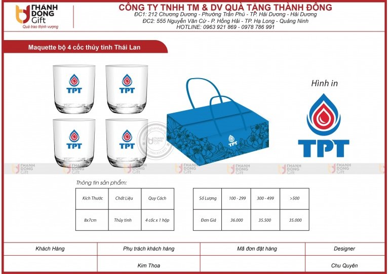 BỘ 4 CỐC THỦY TINH THÁI LAN - TPT