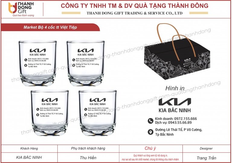 Bộ 4 cốc thủy tinh Việt Tiệp - KIA Bắc Ninh