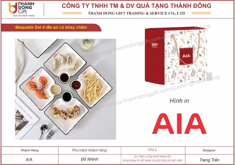 Bộ 4 đĩa có khay chấm - AIA
