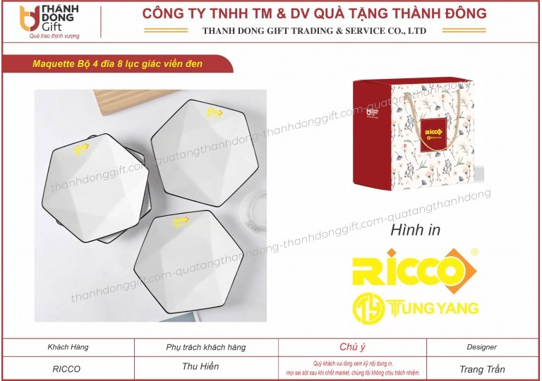 Bộ 4 đĩa lục giác - Ricco TungYang