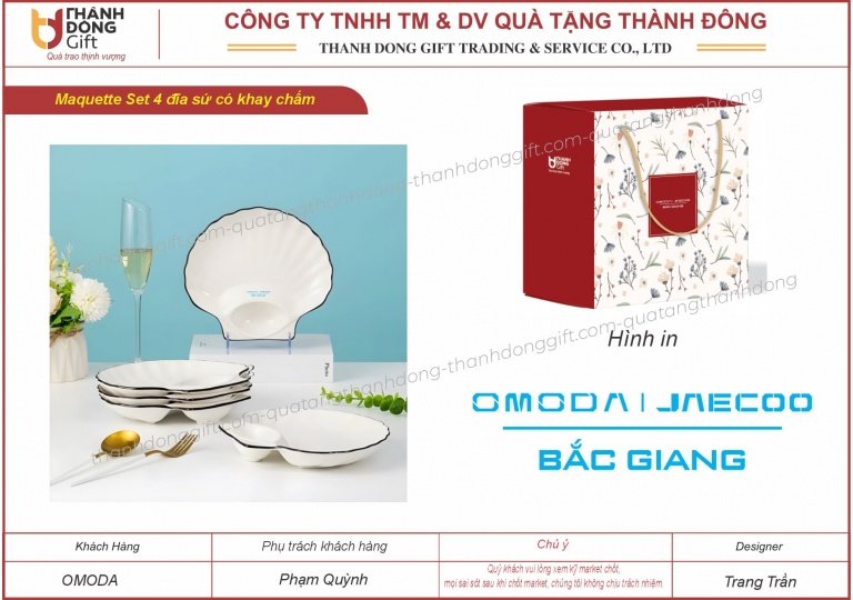 Bộ 4 đĩa sứ hình con sò - OMODA Bắc Giang