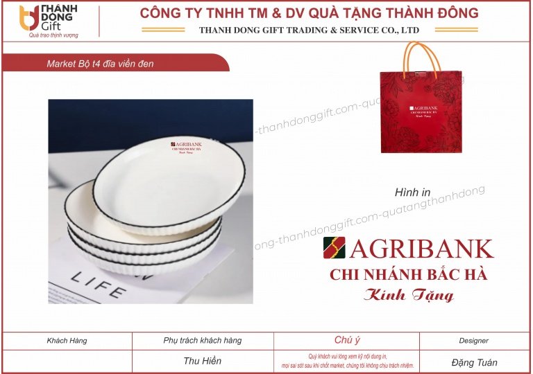 Bộ 4 đĩa sứ tròn - Agribank Bắc Hà