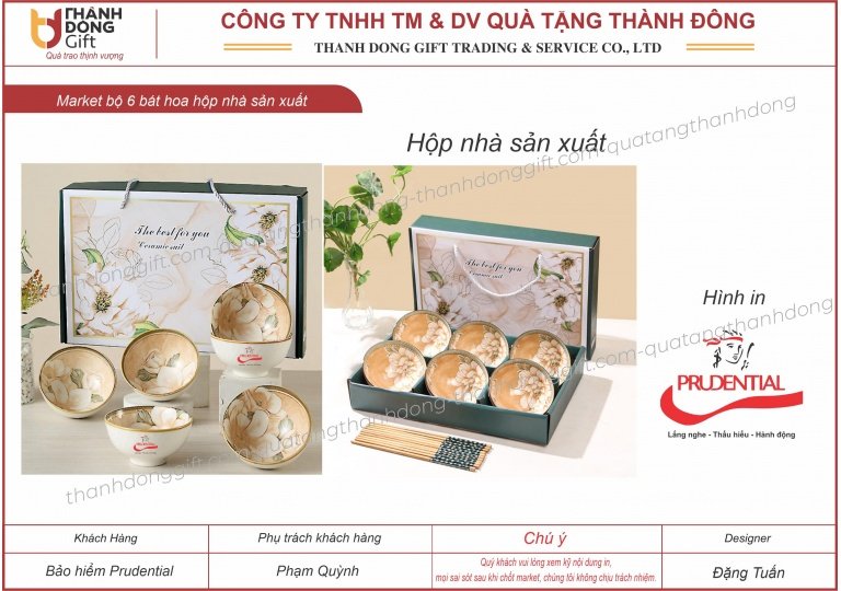 Bộ 6 bát cơm hoa - Prudential