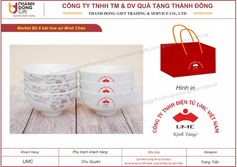 bộ 6 bát cơm hoa sứ minh châu - umc
