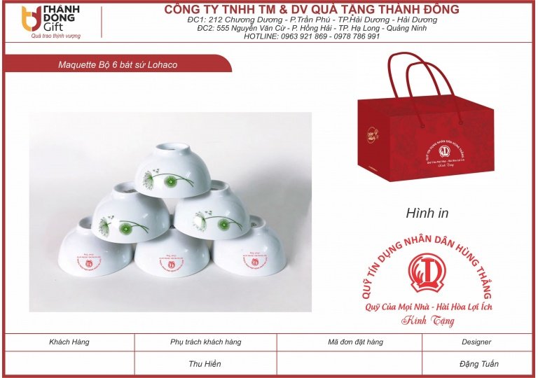 Bộ 6 bát cơm sứ Lohaco - QTD Hùng Thắng