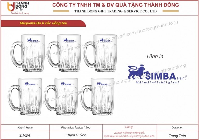 Bộ 6 cốc bia - Simba