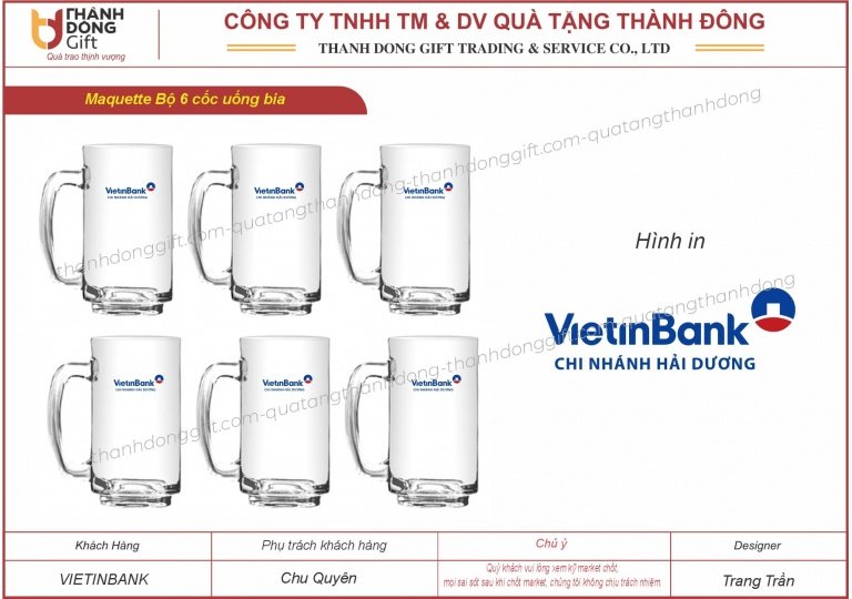 Bộ 6 cốc bia - Vietinbank Hải Dương