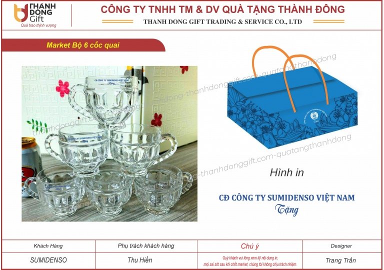 bộ 6 cốc quai - sumidenso
