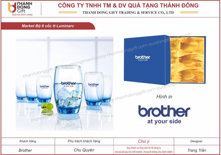 Bộ 6 cốc thủy tinh Luminarc - Brother