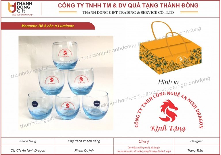 Bộ 6 cốc thủy tinh Luminarc - Công ty công nghệ an ninh Dragon