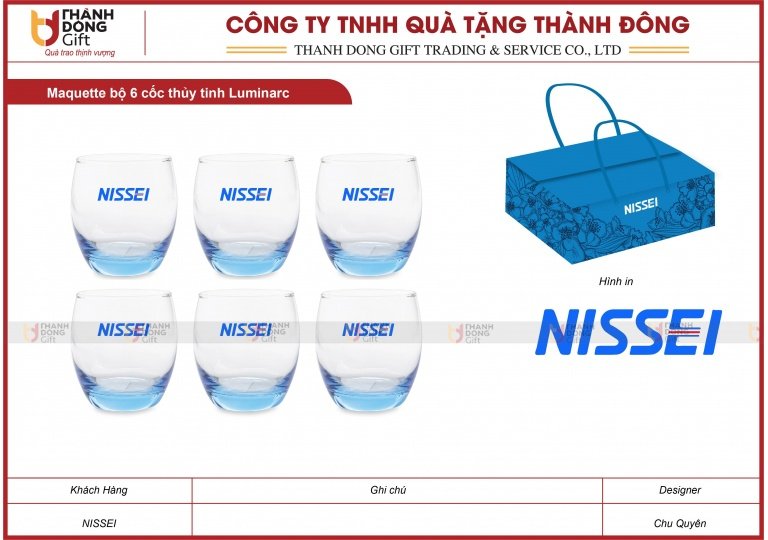 Bộ 6 Cốc Thủy Tinh Luminarc - Nissei